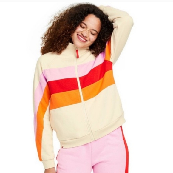 Women's Color Cream Block Stripe Zip-Up Track Jacket - LEGO® Collection - Picture 6 of 6